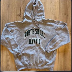 Brandy melville john galt North Shore Hawaii Grey Hoodie with Green Lettering